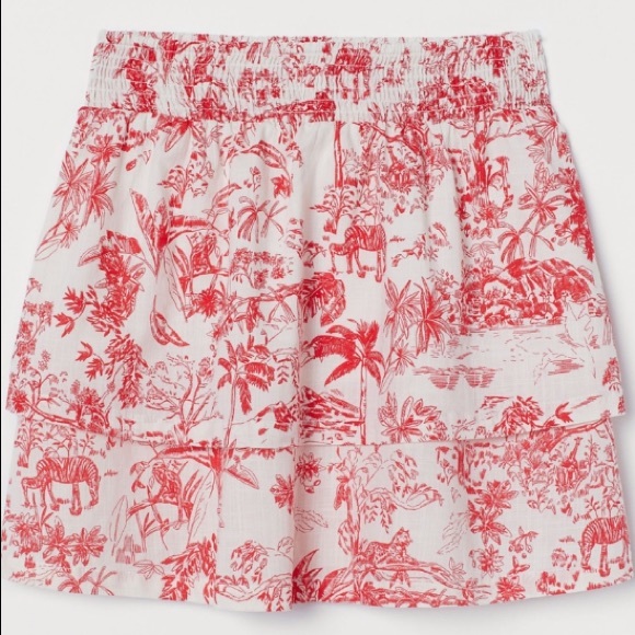 Short tiered ruffle skirt with jungle motif - Picture 1 of 4